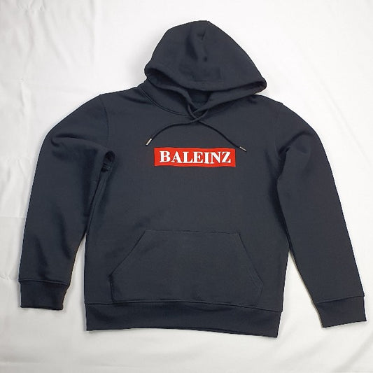 Baleinz unisex hoodie sweatshirt, box design logo in black